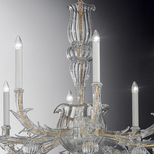 "Ragno" lampara de araña de Murano - 8 luces, transparente - DETALLE