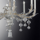 "Ragno" lampara de araña de Murano - 8 luces, transparente - DETALLE