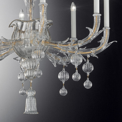 "Ragno" Murano glass chandelier - 8 lights, transparent - DETAIL