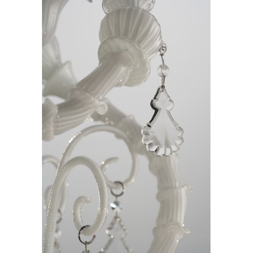 "Neve" lustre en verre de Murano - 9 lumieres - blanc  - detail