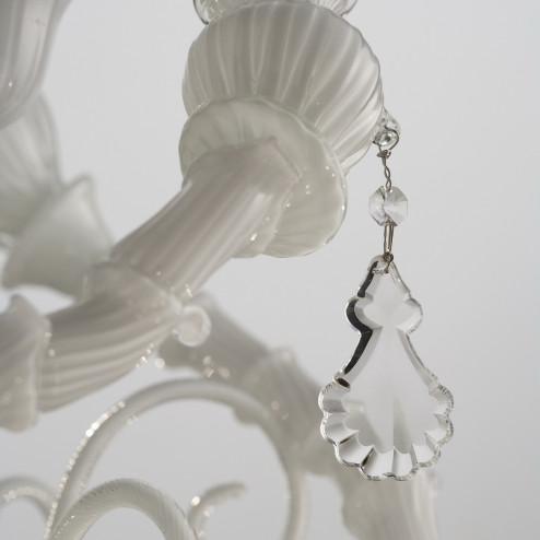 "Neve" Murano glass chandelier - 9 lights - white - detail