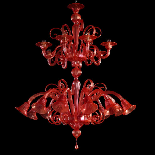 "Malvasia" Murano glas Kronleuchter - 12+6 flammig - rot