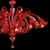 "Malvasia" lustre en verre de Murano - 12+6 lumieres - rouge