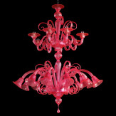 "Malvasia" lustre en verre de Murano - 12+6 lumieres - rose