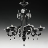 "Santa Lucia" lampara de cristal de Murano - 6 luces - negro y transparente