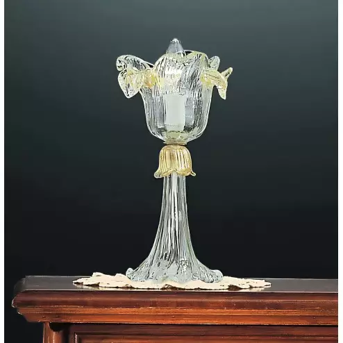 Flora Murano pequeña lámpara de mesa 1 luz - color transparente oro