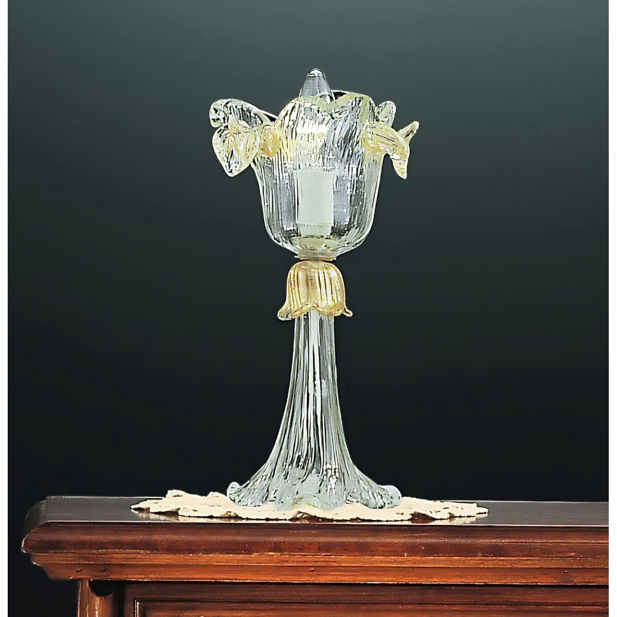 Flora lampe de chevet en verre de Murano 1 lumiere - couleur transparent or