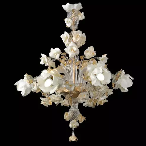 "Rose bianche" lampara de araña de Murano - 6 luces