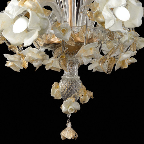 "Rose bianche" Murano chandelier - 6 lights