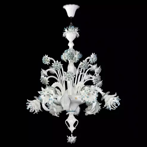 "Fiordilatte" Murano glass chandelier - 6 lights