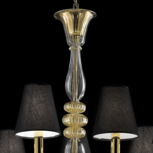 "Leda" lampara de cristal de Murano - 9 luces - transparente y oro