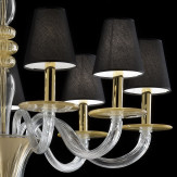 "Leda" lampara de cristal de Murano - 9 luces - transparente y oro