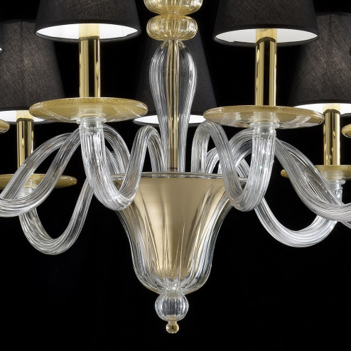 "Leda" Murano glass chandelier - 9 lights - transparent and gold