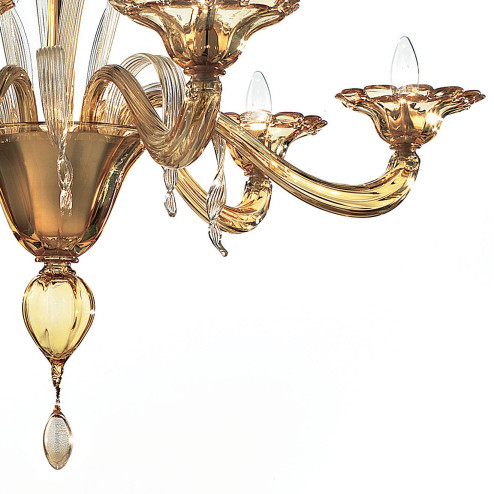 Colombina 6 lights Murano chandelier amber color