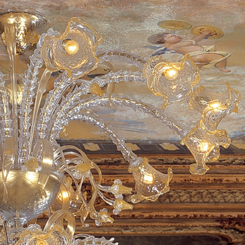"Emilia" lampara de araña de Murano - 4+8+12 luces - transparente y oro