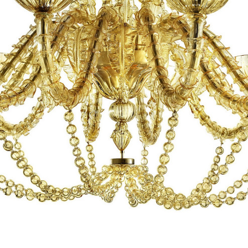 "Champagne" Murano glass chandelier - 12 lights - amber color
