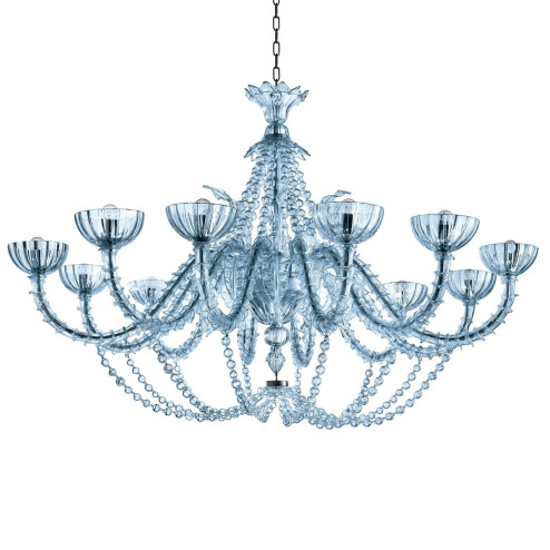 "Champagne" Murano glass chandelier - 12 lights - turquoise color