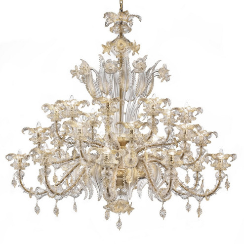 Prezioso 8+8+8  lights Murano glass chandelier - transparent gold color