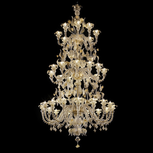 Prezioso araña de cristal de Murano 16+12+8 luces - color transparente oro