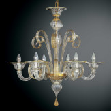 Goldoni 6 luces lampara de Murano - color transparente oro