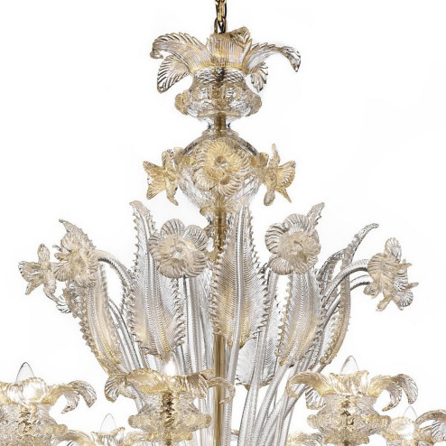 "Prezioso" large Murano glass chandelier - 8+8+8 lights - transparent/gold color