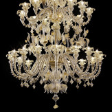 "Prezioso" araña a tres niveles de cristal de Murano - 16+12+8 luces - transparente y oro