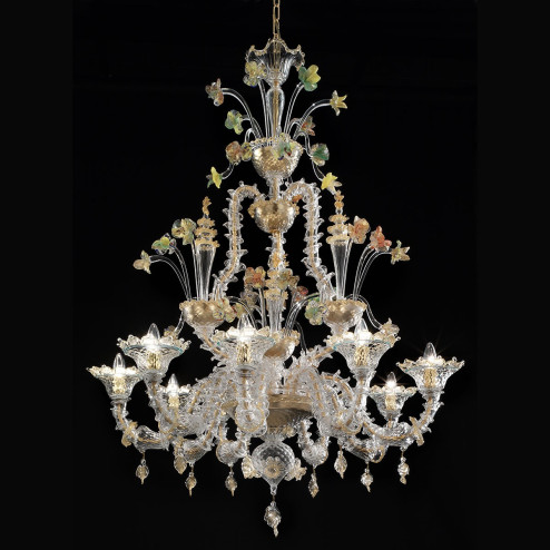"Santa Caterina" Murano glas Kronleuchter - 9 flammig - transparent gold polychrome