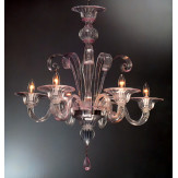 Goldoni 6 lumières lustre Murano - couleur transparent rose