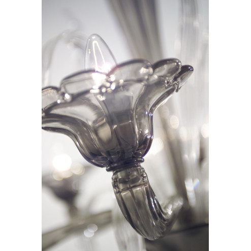 "Nereo" araña de cristal de Murano - 6 luces - humo y transparente