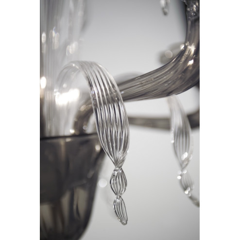"Nereo" Murano glass chandelier - 6 lights - smoke and transparent color