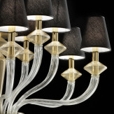 "Keira" lampara de araña de Murano - 6+6 luces, transparente y oro