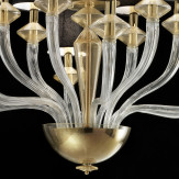"Keira" Murano glass chandelier - 6+6 lights, transparent and gold