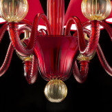 "Amalia" Murano glass chandelier - 8 lights - red and amber