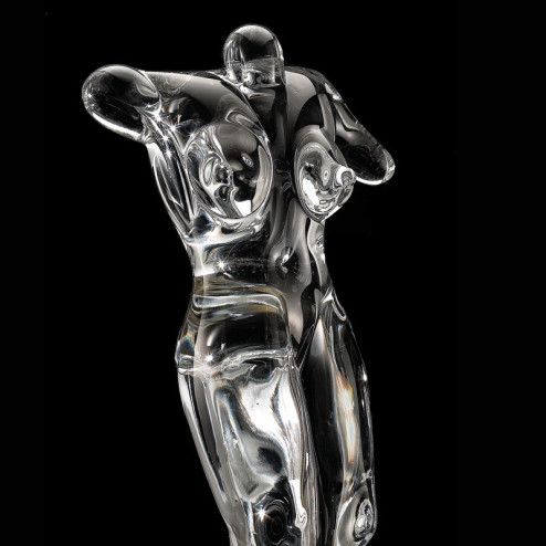 "Afrodite" Murano glass sculpture - transparent and gold