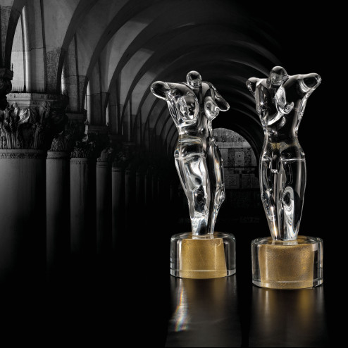 "Adone" Murano glas Skulptur - transparent und gold
