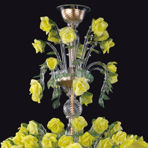 "Rose gialle" Murano glass chandelier - 12+12 lights