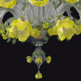 "Rose gialle" Murano glas Kronleuchter - 12+12 flammig