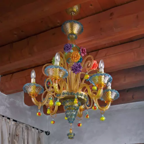 "Fruttini" Murano glass chandelier - 6 lights