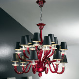 "Banquo" Murano glass chandelier - red - 6+6+6 lights