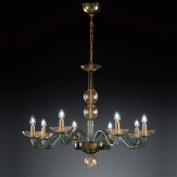 "Tibaldo" lampara de araña de Murano - 8 luces - verde y oro