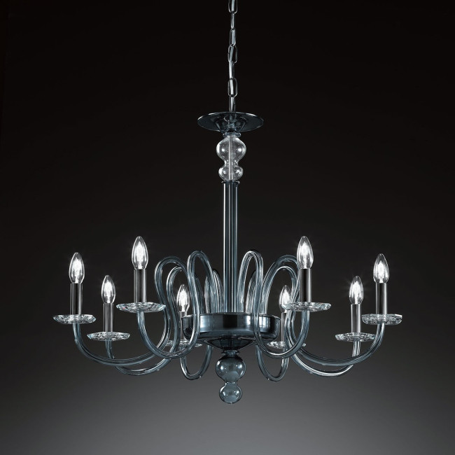 "Malvolio" Murano glass chandelier - 8 lights - light blue