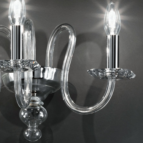 "Malvolio" applique en verre de Murano - 3 lumières - transparent