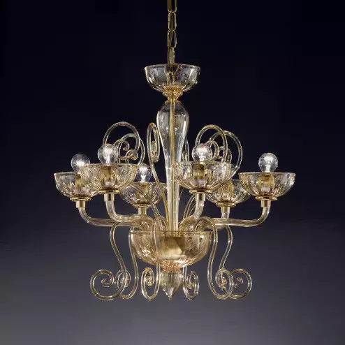 "Bassanio" Murano glass chandelier - 6 lights - amber