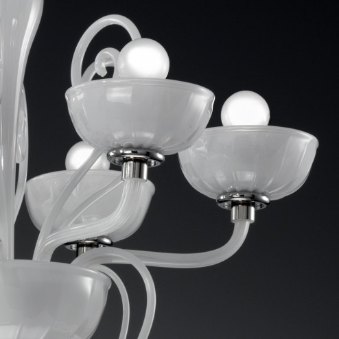 "Bassanio" lustre en cristal de Murano - 6 lumières - blanc