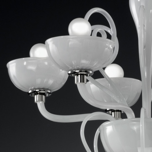 "Bassanio" Murano glass chandelier - 6 lights - white