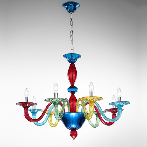 "Iride" lampara de araña de Murano - 8 luces - multicolor