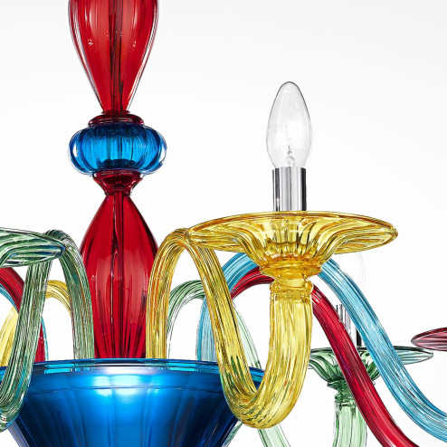 "Iride" Murano glass chandelier - 8 lights - multicolor