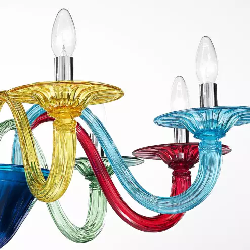 "Iride" lustre en cristal de Murano - 8 lumières - multicolor