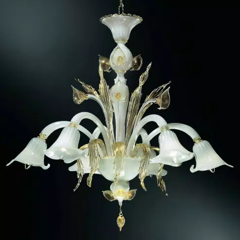 Laguna 6 lights Murano chandelier - white gold color