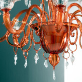 "Taric" lampara de araña de Murano - 8 luces - naranja y transparente